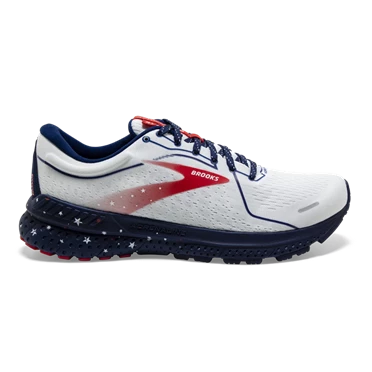 Brooks Adrenaline GTS 21 Stabila Löparskor Herr Vita / Blå / Röda | 256-HSNMXU