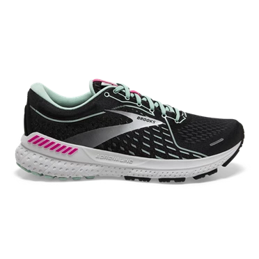 Brooks Adrenaline GTS 21 Stabila Löparskor Dam Svarta / Rosa | 671-IEMDNQ