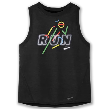 Brooks Distance Graphic Tank Löpartopp Dam Svarta | 708-CFVZNH