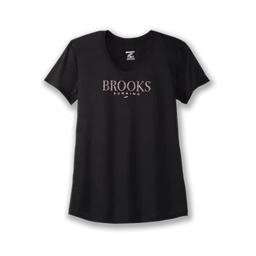 Brooks Distance Graphic Tee Löpartopp Dam Svarta | 145-TRLEVU