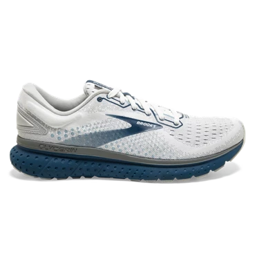 Brooks Glycerin 18 Stabila Löparskor Herr Vita / Grå / Marinblå | 764-FVJEQA