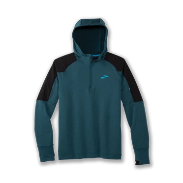 Brooks Notch Thermal Hoodie Löpning Jacka Herr MörkGröna / Svarta | 179-XBIDMZ