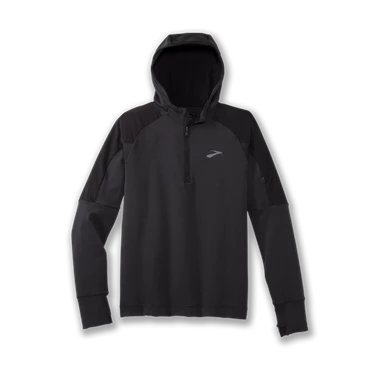 Brooks Notch Thermal Hoodie Löpning Jacka Herr Svarta | 451-YSRDUI